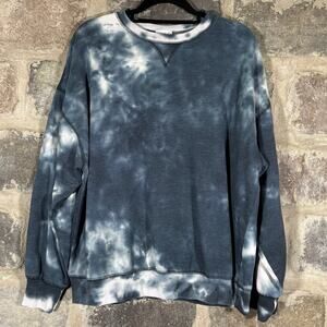 Flirtitude Active Sweatshirt Woman's‎ Medium Crewneck Gray White Inkblot Tie Dye